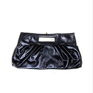 Vintage Chateau Black Leather Clutch Purse